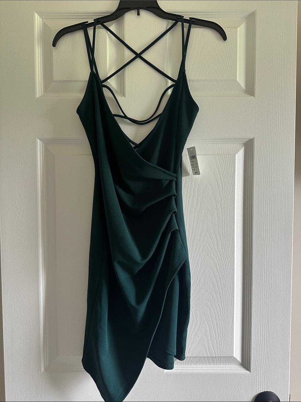 Windsor Dark Green Strappy Draped Mini Dress